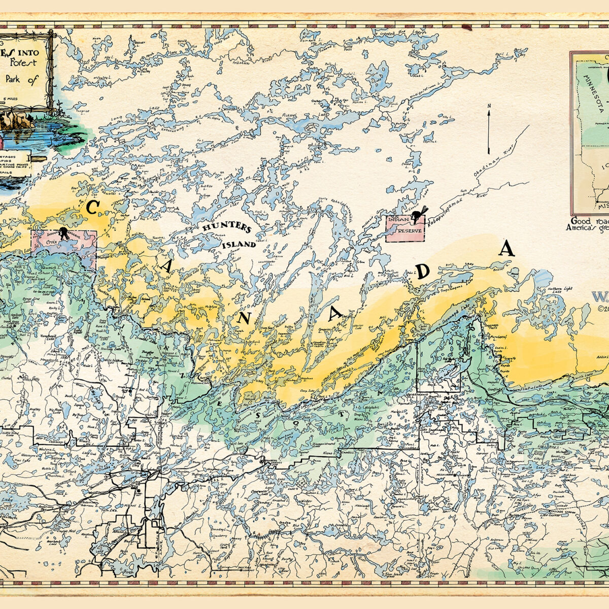 Frank Antoncich Historic Canoe Route Map Mural