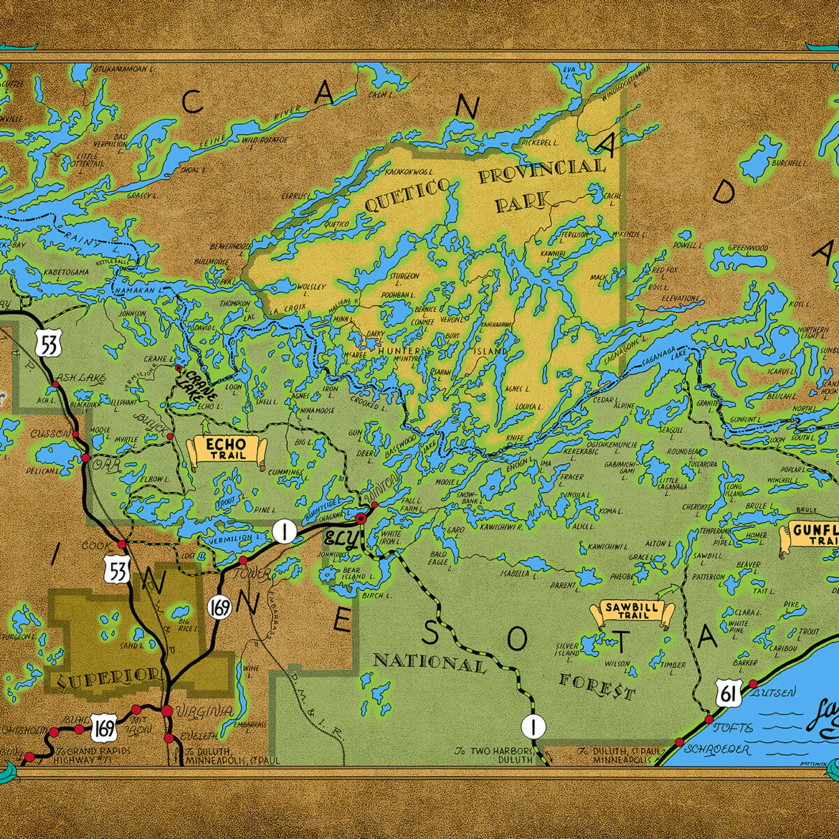 Charlie Pottsmith Vintage Trail Map Mural